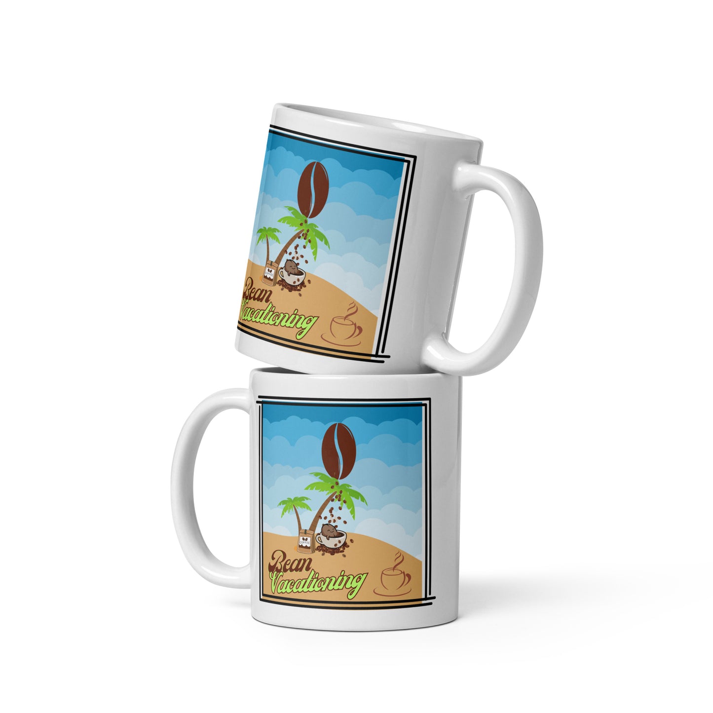 Bean Vacationing - 11 oz White glossy mug