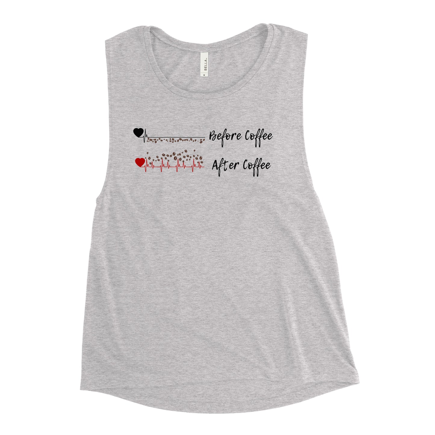 Heart Beat Before Coffee & After Coffee - Woman's Muscle Tank