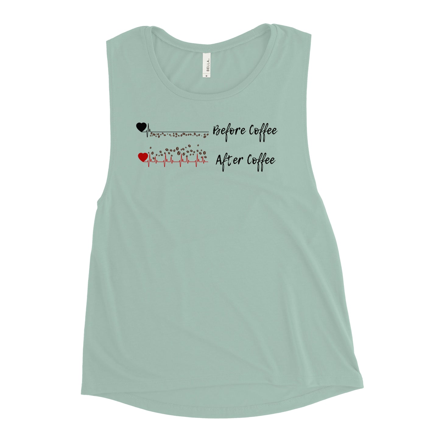 Heart Beat Before Coffee & After Coffee - Woman's Muscle Tank