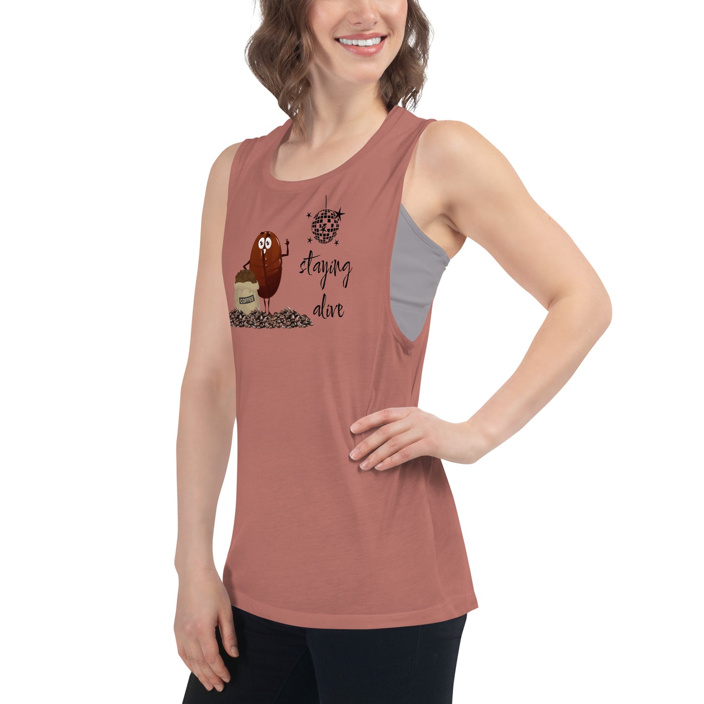 Staying Alive / Coffee - Woman's Muscle Tank