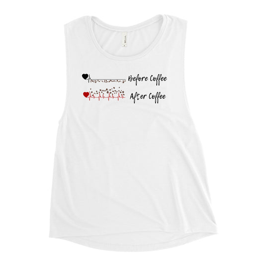 Heart Beat Before Coffee & After Coffee - Woman's Muscle Tank